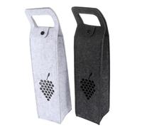 IWOWHERO 2 piezas Bolsas Portabotellas de Vino de Fieltro Resistentes con Asas y Cierre de Botón de Unidades Gris y Oscuro Reutilizables y Prácticas para Almacenamiento Portátil