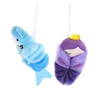 IWOWHERO 2 Piezas Esponjas de Baño Suaves para 2 Piezas con Dibujos Animados de Pez y Criatura Marina, Esponja Exfoliante Delicada y Esponjosa para Ducha Infantil, Accesorio de Baño Seguro