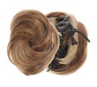 IWOWHERO 2 piezas Moño Postizo de Pelo Sintético Liso con Clip Extensiones para Recogidos Accesorios para Peinados para Bodas y Uso Diario