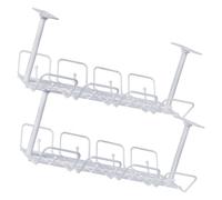 IWOWHERO 2 Piezas Organizador de Cables para Debajo de Mesa Bandeja Resistente sin Taladro Diseño de Malla para Gestión Ordenada de Cables de Ordenador y Escritorio Capacidad Alta para