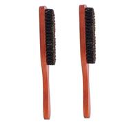 IWOWHERO 2 piezas Peine de Madera para Cabello Grueso con Cerdas de Cerda Natural Masajeador de Cabelludo Compacto para Uso Casa y Viaje Accesorios de Barbería