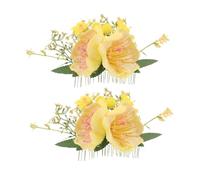 IWOWHERO 2 Piezas Tropical Hawaiian Hair Clips Artificial Plumeria Hibiscus Floral Comb Lightweight Bridal Hairpiece For Luau Party Summer Wedding Accessories