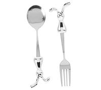 IWOWHERO 2 Piezas vajilla de conejo tenedores de pascua utensilios para comer para niños pequeños mini cucharillas cubiertos infantiles niños comiendo accesorios tenedores para niños Silver