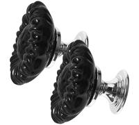 IWOWHERO 2 Unidades de Ayudantes para Botón de Descarga de Inodoro Forma de Flor Accesorios para Tanque de Inodoro Color Negro Herramienta Auxiliar para Baño Doméstico