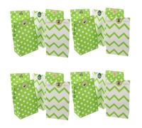 IWOWHERO 24 Piezas Bolsas de Papel Kraft para Regalos St Patricks Day con Diseño Trébol Verde Resistentes y Fáciles de Cerrar para Dulces y Fiestas Temáticas
