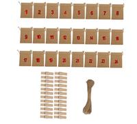 IWOWHERO 24 Piezas Bolsas de Regalo de Lino para Navidad con Cordón Unidades con Números Bolsas de Arpillera para Dulces y para Calendario de Adviento y Fiestas Navideñas