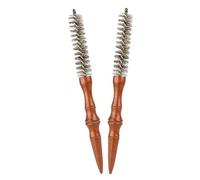 IWOWHERO 2piezas Mini Cepillo Redondo Espiral Peine Pequeño para Secado con Secador Herramienta de Peinado con Mango de Madera para Flequillo Rizado y Peinado de Hombre