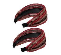 IWOWHERO 2piezas Retro Wide Brim Headband Para Mujer Con Accesorios De Pelo Boho Diadema De Ganchillo Antideslizante Para Actividades y Ocasiones Especiales