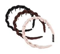 IWOWHERO 3 Piezas Diademas para Mujer de Satén con Dientes U Antideslizantes Suaves y Cómodas de Negro Marrón y para Lavado Facial y Ejercicio Diario
