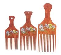 IWOWHERO 3 piezas Peine de Madera Estilo Chino para Masaje de Cabelludo Peines Portátiles para Peluquería con Diseño Retro y Dientes Anchos Grande Mediano y Pequeño para Peinados Casa y