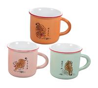IWOWHERO 3 Piezas Taza Cerámica Infantil para Bebidas para Escuela y Uso Diario Resistente y Práctica Diseño Elegante y Seguro