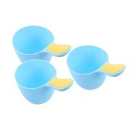 IWOWHERO 3 Piezas Tazas de Enjuague para Niña con Mango Antideslizante Cucharón de Plástico Reutilizable para Baño y Lavado de Cabello Infantil Copa Pequeña Ergonómica Azul