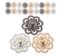 IWOWHERO 30 piezas Unidades Botones Metálicos para Coser con Diseño Flor Hueca Cierres Decorativos para Ropa Chaquetas Faldas y Pantalones Colores Plata y Resistentes y Elegantes para