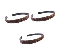 IWOWHERO 3piezas Diadema Trenzada De Antideslizante Para Mujer y Niña Color Café Para Fiestas y Uso Diario Cómoda y Elegante