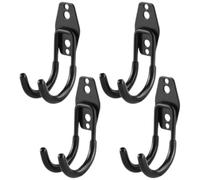 IWOWHERO 4 Ganchos Metálicos Pesados para Garaje Colgadores de Pared Negros Gancho Multiusos para Herramientas de Jardín y Bicicletas Organización Resistente para Almacenamiento Garaje