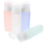 IWOWHERO 4 piezas Botellas de Silicona Recargables Dispensadores de Jabón Portátiles para Viaje Envases Líquidos para Lociones y Gel de Seguro y Reutilizable Color Color Aleatorio