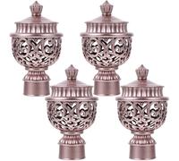 IWOWHERO 4 Piezas Cabezal de Barra de Cortina Decorativo Dorado de Plástico
