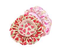 IWOWHERO 4 piezas Gorros de Dormir de Satén para Elásticos y Suaves Protección para Cabello durante Baño y Sueño Talla para Bebés Colores Rosa y Estampado de Delfín y Sandía