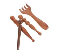 IWOWHERO 4 Piezas Herramientas de Reflexología de Madera Masajeador Corporal Gua Sha para Cara Cuello Manos Cintura Piernas y Pies Portátil y Versátil Color Marrón