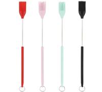 IWOWHERO 4 piezas Pinceles de Silicona para Barbacoa Retractiles Colores Cepillos para Untar Aceite Cocina y Repostería Resistentes Fáciles de Limpiar Diseño Ergonómico para Colgar