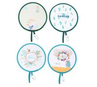 IWOWHERO 4 Piezas Plegables de Mano Ventiladores Portátiles Redondos con Diseño Adorable Compacto y Fácil de Llevar para Verano y Diario