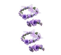 IWOWHERO 4 Piezas Tocado Floral Marco De Guirnalda Decoración De Flores Para El Cabello Tocados Decoraciones De Boda Accesorios De Rosario Cuerpo Coronas Tiaras Púrpura