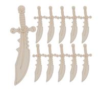 IWOWHERO 40 espadas piratas de madera sin terminar, recortes con forma de cuchillo para manualidades, decoración DIY, kit para pintar tu propia mini espada de madera, etiquetas para bolsas de regalos