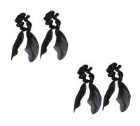 IWOWHERO 4piezas Coleteros De Satén Negro Para Mujer Lazos De Elástica Para Cabello Accesorios De Moda Para Coletas y Peinados Elegantes