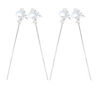 IWOWHERO 4piezas Palillos Pelo Estilo Chino Horquillas de Luna Vintage Palillos para Moños Hechos Mano para Tocados de Novia y Celebraciones