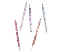 IWOWHERO 5 piezas Bolígrafos para Manicura con Punta Dual Aplicador de Piedras Acrílicas y Dotting Pen Colorido Herramienta Duradera para Decoración de Uñas Profesional y DIY