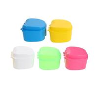 IWOWHERO 5 Piezas Caja para Dentaduras Compacta y Portátil Estuche para Limpieza y Remojo de Prótesis con Tapa Organizador Duradero para Retenedores y Protectores Bucales de Viaje