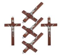 IWOWHERO 5 Piezas Colgantes de Madera con Crucifijo de Jesús Dijes Pequeños para Pulseras Accesorios Religiosos Católicos para Manualidades