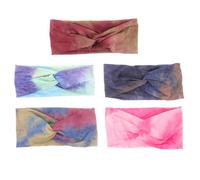 IWOWHERO 5 piezas Diademas Deportivas Elásticas con Diseño Tie-dye Bandas para Cabello Criss Cross Transpirables y Cómodas Accesorio Pelo para Deporte y Uso Diario