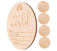 IWOWHERO 5 Piezas Tomar Fotografías De Astillas De Madera. Juguete Signo De Nombre Hola Decoración Cartel De Neón De Feliz Cumpleaños Junta Señal De Anuncio De Bebé Vaya Nacimiento