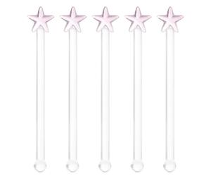 IWOWHERO 5 unidades de batidor de cristal para cócteles y bebidas, varillas de mezcla transparentes resistentes al calor con superficie brillante, reutilizables, color aleatorio