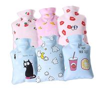 IWOWHERO 6 Bolsas de Agua Caliente Reutilizables Pequeñas Diseño de Dibujos Animados Labios Rojos Plátano Fresa Taza Nube Gato Calentador Compacto para Manos y Vientre