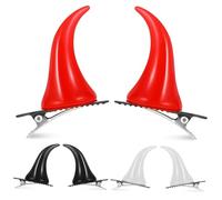 IWOWHERO 6 Piezas Clip de Cabello de Demonio para Halloween Adornos de de Resina con Pinzas de Aligátor Accesorios Divertidos y Tiernos para Peinados de Fiesta Decoración Temática Blanca y