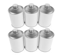 IWOWHERO 6 Piezas Lata Redonda de Hojalata Sellada de 500ml para Químicos | Blanco, con Tapa y Cierre Hermético, Resistente al Óxido, Uso Industrial y Proyectos Diy, 17oz 0.5l