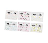 IWOWHERO 6 piezas Pegatinas de Maquillaje Impermeables Decoración Facial Pequeña Forma de Margarita Resistentes al Sudor para Mujeres y Adolescentes Seguras para Piel Uso Vacaciones y