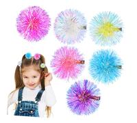 IWOWHERO 6 piezas Pinzas para Cabello Pequeñas con Pompón Brillante de Láminas Metálicas Accesorios Ligeros y Duraderos para Mujeres de Unidades Colores Amarillo Azul Rosa para