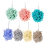 IWOWHERO 7 Piezas Esponjas de Baño Exfoliantes Bolas de Malla Espumante para Ducha Colores Vibrantes con Cuerda Colgante Duraderas y Fáciles de Guardar para Familiar