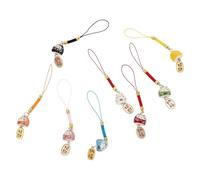 IWOWHERO 8 piezas Colgantes de Cerámica Gato Fortuna Decoraciones Móviles para Bolso Colgantes y Duraderos Regalos para Amantes de Gatos Diseño Tradicional Chino de Buena Color Aleatorio