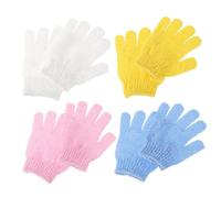 IWOWHERO 8 piezas Guantes Exfoliantes Dobles para Baño Guantes de Manopla con Cinco Dedos para Exfoliación Corporal y Masaje para Limpieza Profunda de Piel Pack de Colores