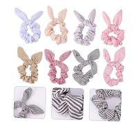 IWOWHERO 8piezas Bandas Elásticas Pelo Orejas De Conejo Lazos y Coleteros Accesorios Cabello Para Mujer Para Fiesta o Diario