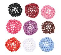 IWOWHERO 9 piezas Wine Rhinestone Sturdy Bun Covers For Women And Creative Handmade Hair Net For Parties Sports And Daily Use