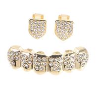 IWOWHERO Accesorios Para Brackets Dorados Dientes Postizos De Vampiro Para Disfraces De Halloween Parrillas Bucales Falsas De Hip Hop Para Hombres y Mujeres Decoración De Dientes