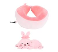 IWOWHERO Almohada Cervical y Antifaz de Conejo Cojín Forma para Viaje Ligero y Portátil para Coche Oficina y Descanso Casa