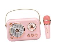 IWOWHERO Altavoz Inalámbrico Portátil Rosa con Micrófono Inalámbrico Mini Altavoz para Karaoke y Viaje para Grabar Voz en Smartphone y Uso en Exteriores
