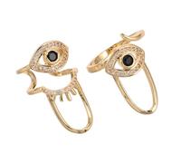 IWOWHERO Anillos para Uñas Gemas de Imitación, Anillos Ajustables Apilables para Mujer, Diseño Ojo Malvado Metálico, 2 Unidades, Decoración Artística para Manicura y Fiesta