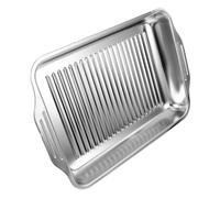 IWOWHERO Bandeja Inoxidable para Asar Pescado Rectangular para Cocina de Inducción Bandeja Versátil para Horno y Barbacoa para Servir y Almacenar Alimentos